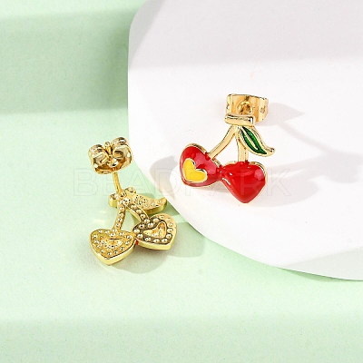 Brass Micro Pave Cubic Zirconia Stud Earrings EJEW-D328-01G-01-1