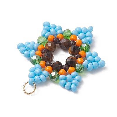 Glass Seed Beaded Pendants PALLOY-MZ01241-1
