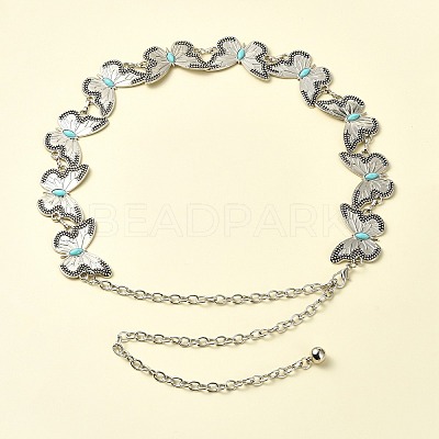 Butterfly Link Chain Waist Chains with Resin AJEW-CJC0006-02AS-1