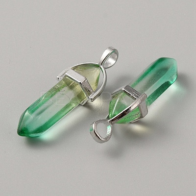 Glass Double Terminal Pointed Pendants G-WH0016-41I-1