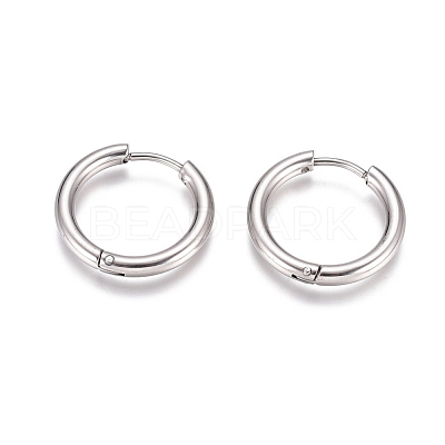 Tarnish Resistant 304 Stainless Steel Huggie Hoop Earrings EJEW-G272-01-14mm-P-1