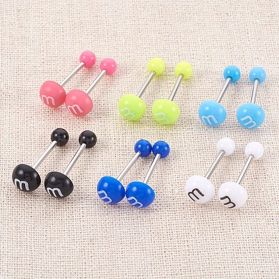 Acrylic Straight Barbells EJEW-L207-M-1