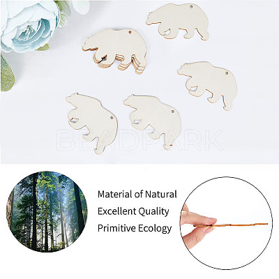 Animal Theme Unfinished Blank Wooden Pendants Set for Painting Arts WOOD-WH0124-26B-1