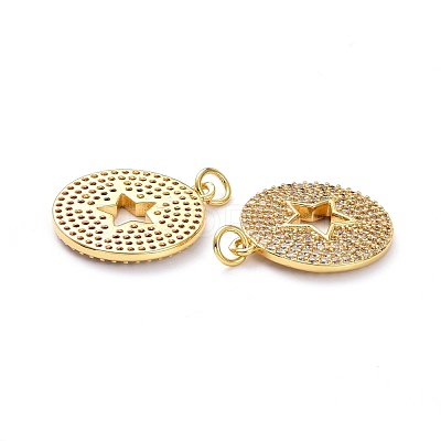 Brass Micro Pave Clear Cubic Zirconia Pendants ZIRC-L100-109G-1