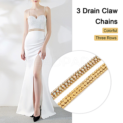 Zinc Alloy Rhinestone Strass Chains FIND-FW0001-31G-1