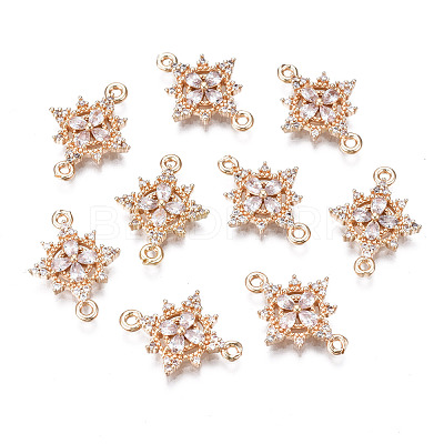 Brass Micro Pave Clear Cubic Zirconia Links Connectors KK-S359-146-RS-1