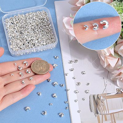 600Pcs 3 Styles Brass Crimp Beads Covers KK-SP0001-91A-1