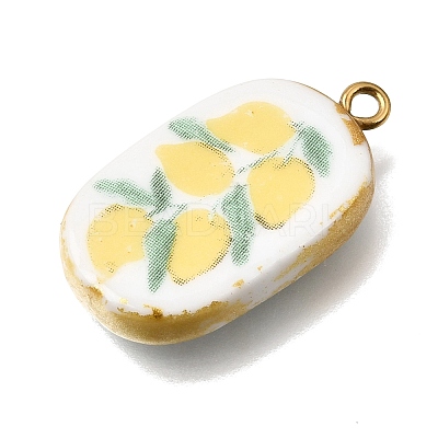 Fruit & Floral & Animals Printed Handmade Porcelain Pendants STAS-Z207-01G-03-1
