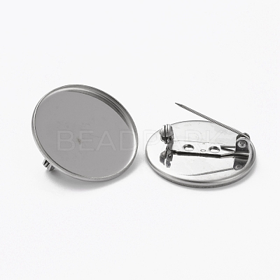Non-Tarnish 304 Stainless Steel Brooch Cabochon Settings X-STAS-L253-010A-P-1