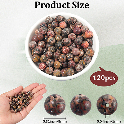 120Pcs Natural Leopard Skin Jasper Beads Strands G-PA0001-22B-1