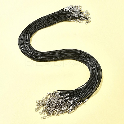 36Pcs Black Waxed Cord Necklace Making NCOR-FS0001-05P-1