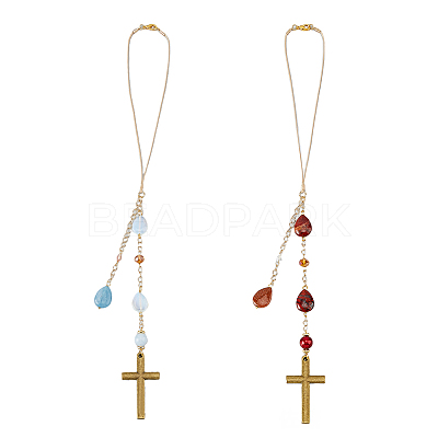 2Pcs 2 Styles Alloy Pendant Decorations HJEW-FH00022-1