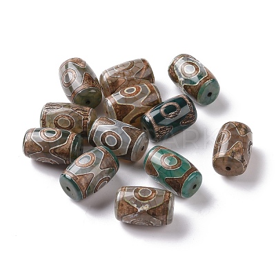Tibetan Style 3-Eye dZi Beads TDZI-G009-B30-1