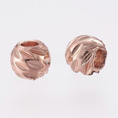 Carved Brass Beads KK-G312-02RG-4mm-1