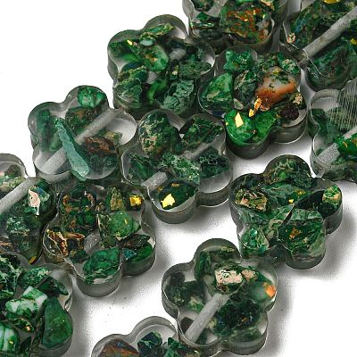 Dyed Natural Imperial Jasper with Resin Beads Strands G-G083-G06-01-1