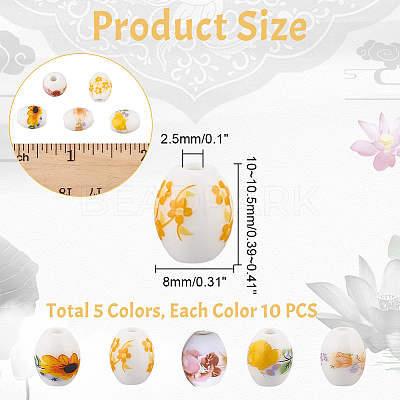 5Bags 5 Colors Handmade Porcelain Beads PORC-AR0001-13-1