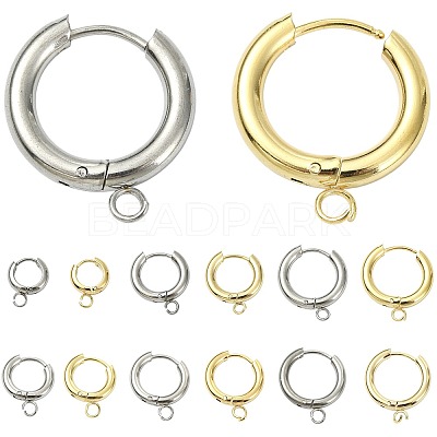 16Pcs 201 Stainless Steel Huggie Hoop Earring Findings STAS-FS0002-27B-1