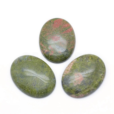 Natural Unakite Cabochons G-P393-I07-1