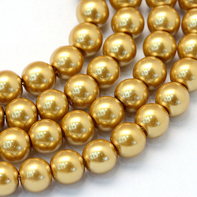 Baking Paint Pearlized Glass Pearl Round Bead Strands HY-Q003-4mm-08-1