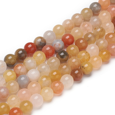 Natural Golden Silk Jade Beads Strands G-L555-05-10mm-1