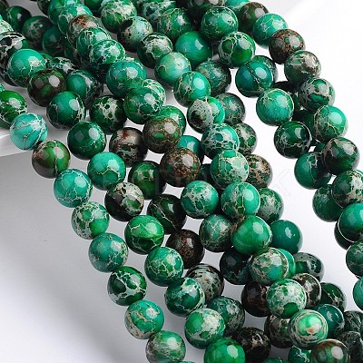 Dyed Natural Imperial Jasper Round Bead Strands G-M274-07-8mm-1