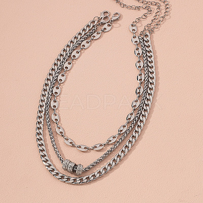 Alloy Chain 3 Layered Necklaces FS-WG7F0DA-07-1