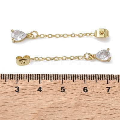 Rack Plating Brass Micro Pave Clear Cubic Zirconia Friction Ear Nut EJEW-I266-04G-1
