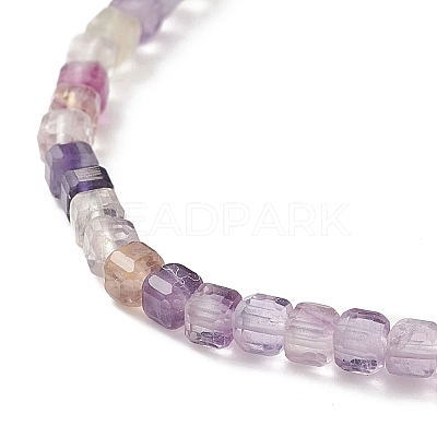 Natural Gemstone Cube Beaded Stretch Bracelet for Women BJEW-JB08976-1
