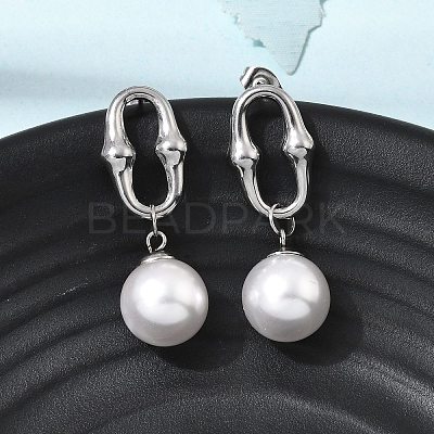 304 Stainless Steel Stud Dangle Earrings EJEW-E618-01G-1