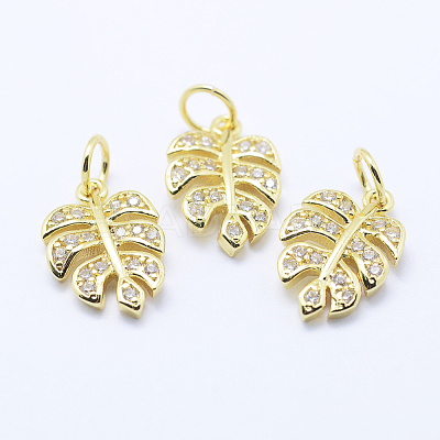 Brass Micro Pave Cubic Zirconia Charms X-KK-P133-04G-NR-1