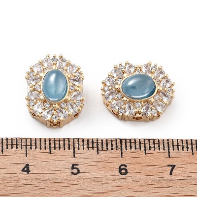 Brass Light Sky Blue Glass Oval Multi-Strand Links KK-B125-12G-1