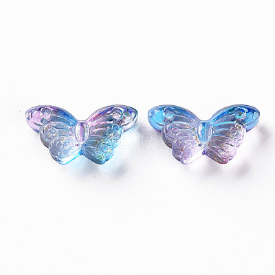 Two Tone Transparent Spray Painted Glass Beads GLAA-S190-018M-01-1