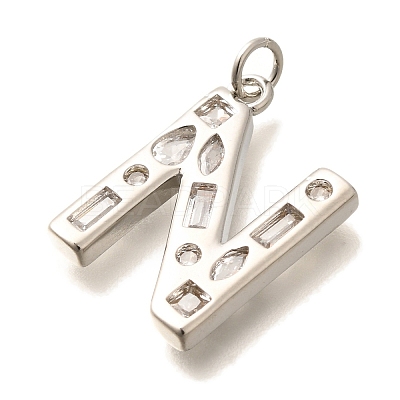 Brass Micro Pave Clear Cubic Zirconia Pendants KK-G521-01P-N-1