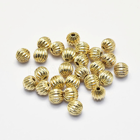 Long-Lasting Plated Brass Corrugated Beads KK-K193-105G-NF-1