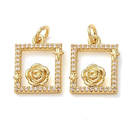 Brass Micro Pave Clear Cubic Zirconia Pendants CU-CBA2907-03B-G-1