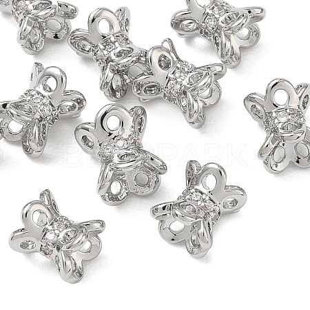SHEGRACE Brass Clear Cubic Zirconia Beads XGRQ4G680-684P-1