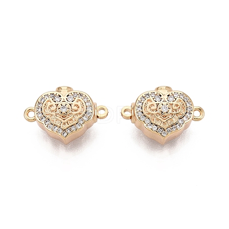 Brass Micro Pave Clear Cubic Zirconia Box Clasps KK-Q074-07G-1