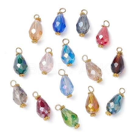 15Pcs 15 Color Electroplate Glass Pendants PALLOY-JF02257-1