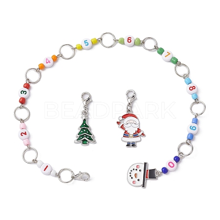 3Pcs Christmas Theme Knitting Row Counter Chains & Locking Stitch Markers Kits HJEW-JM01338-02-1