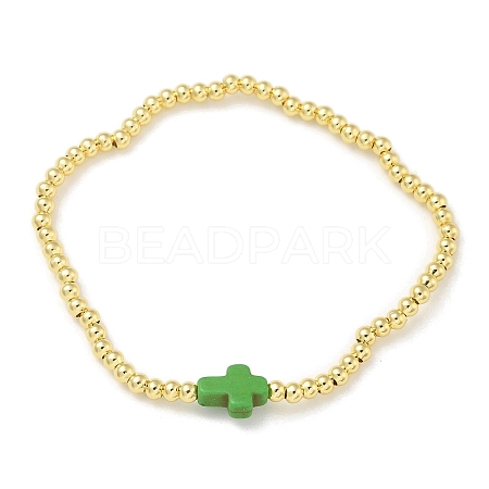 Brass Bead Stretch Bracelets for Women QZ0147-6-1