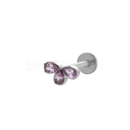 Titanium Alloy Cubic Zirconia 17 Gauge Leaf Internally Threaded Labrets WG71E87-18-1