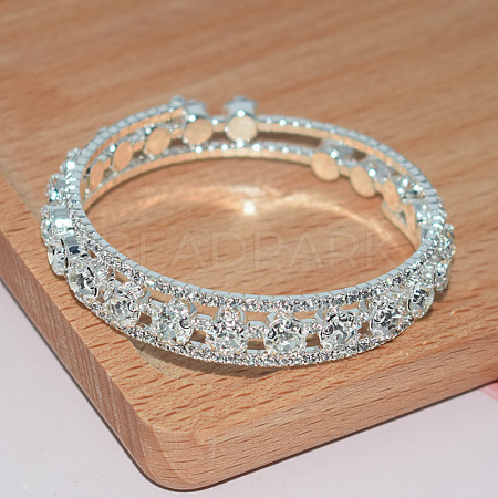 Titanium Alloy and Crystal Rhinestone Bangles for Women FS-WG3AF1B-01-1