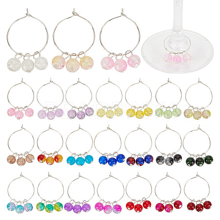 48Pcs 24 Colors Brass Wine Glass Charms AJEW-GO00002-1