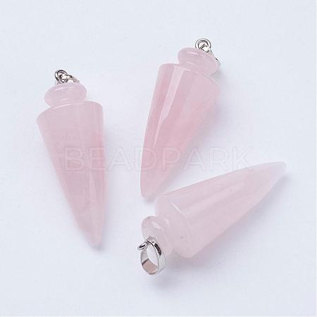Natural Rose Quartz Pendants G-P236-06-1
