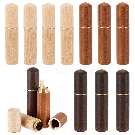 10Pcs 3 Styles Wooden Sewing Needle Holder Storage Case WOOD-GA0001-55-1