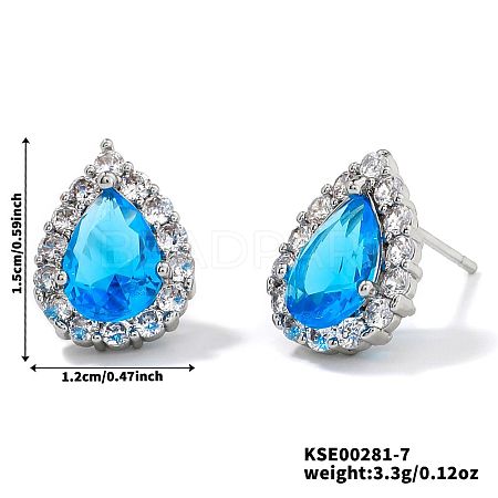 Brass Teardrop Stud Earrings UI2850-7-1