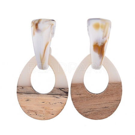 Resin & Wood Stud Earrings EJEW-JE03482-04-1