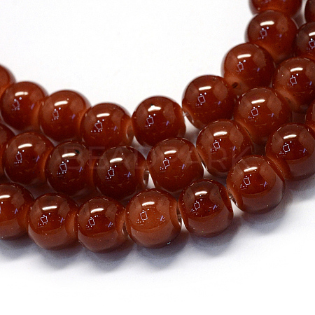 Baking Paint Imitation Jade Glass Round Bead Strands X-DGLA-Q021-6mm-11-1
