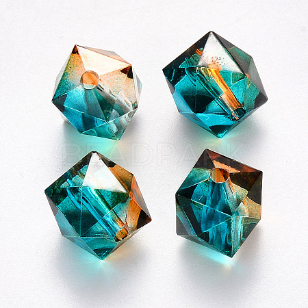 Two Tone Transparent Spray Painted Acrylic Beads ACRP-T005-26K-1