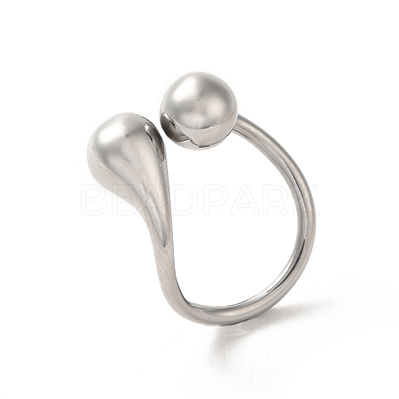 316 Stainless Steel Cuff Ring RJEW-C066-01P-1